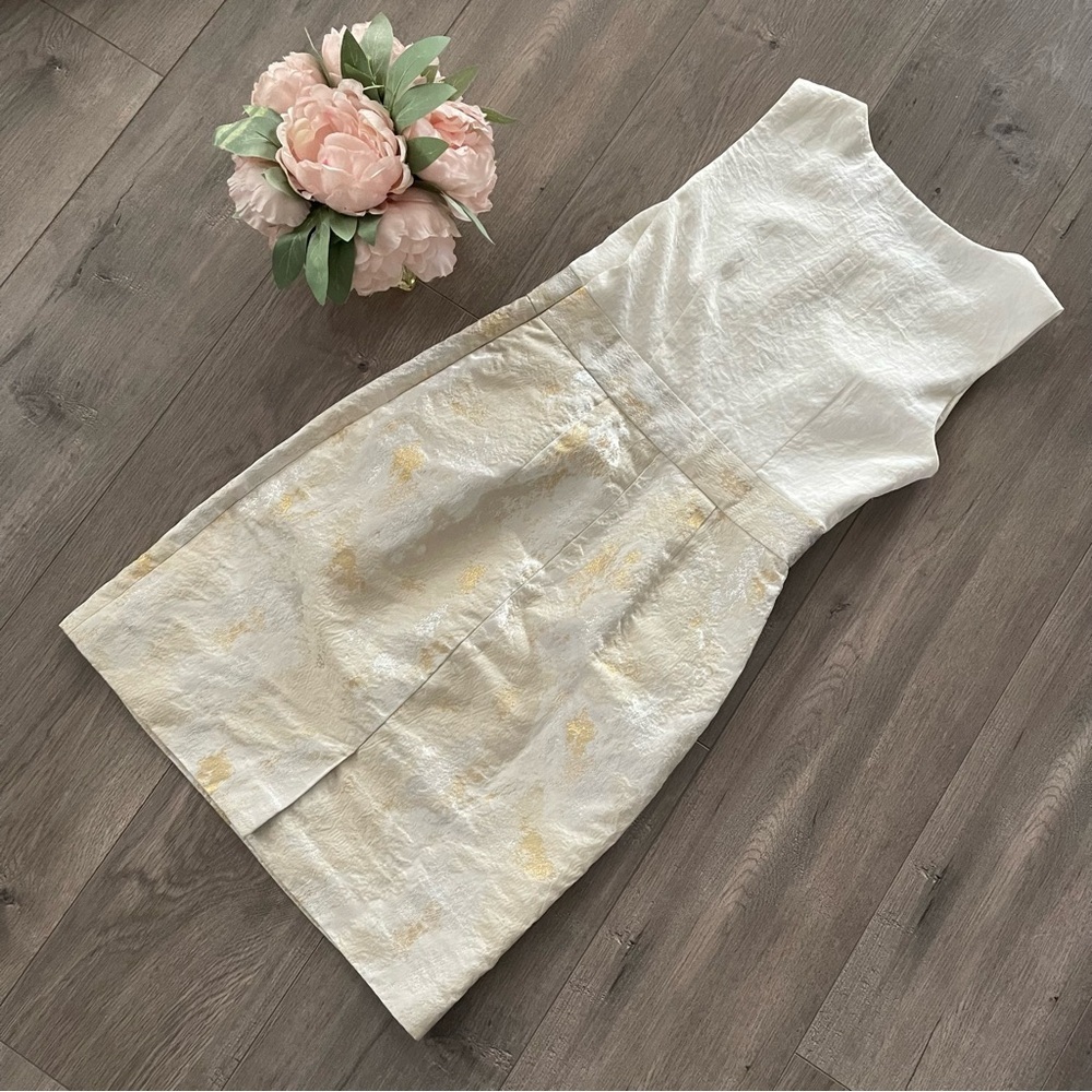 LOFT Lela Rose Ivory &‎ Cream Brocade Two Tone Dress - Picture 3 of 6